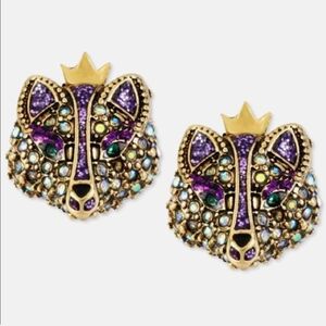 Betsey Johnson Imperial Fox Crystal Stud Earrings - Rare